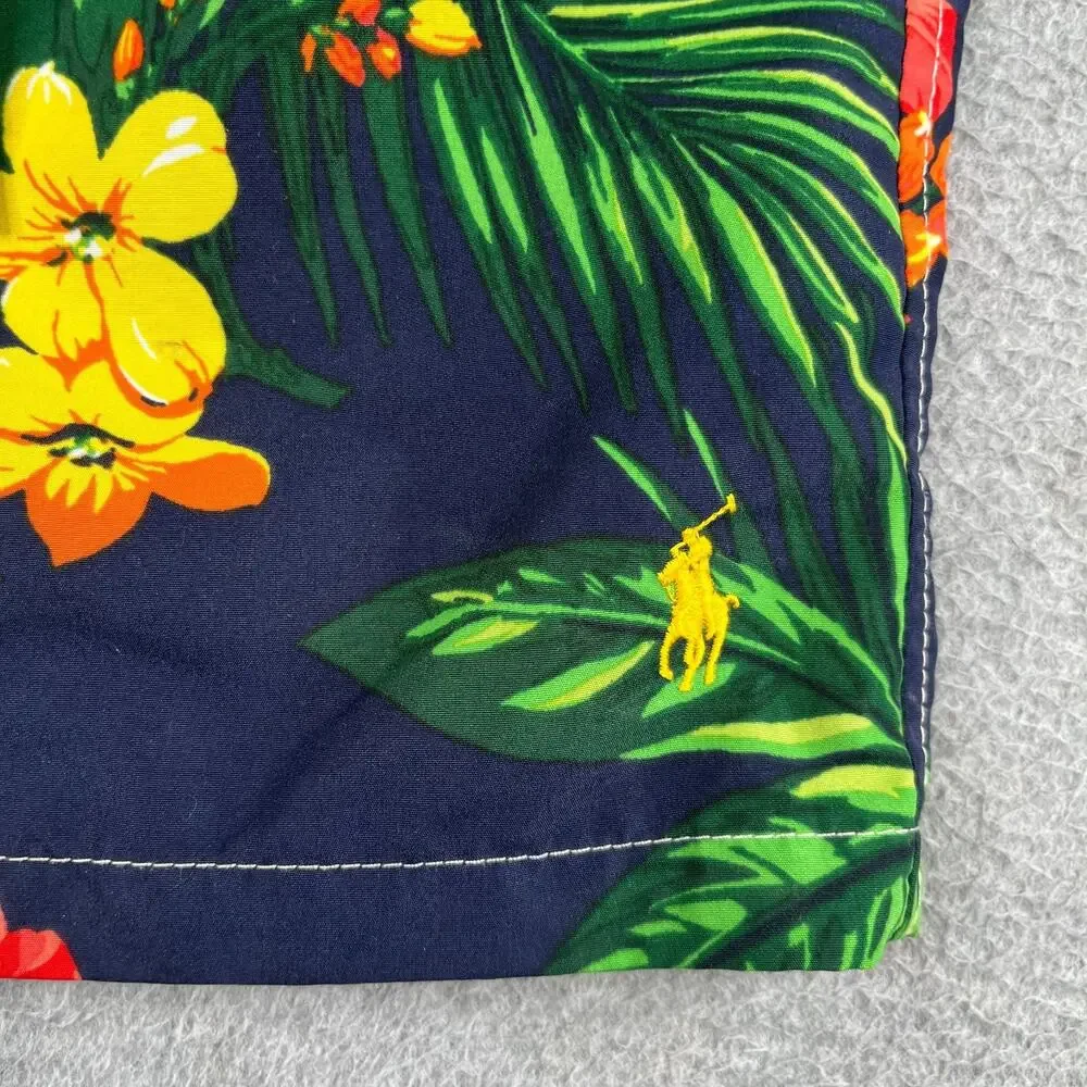 Polo Ralph lauren Lined Hawaiian Print Swim Trunks Bathing Suit Mens Small